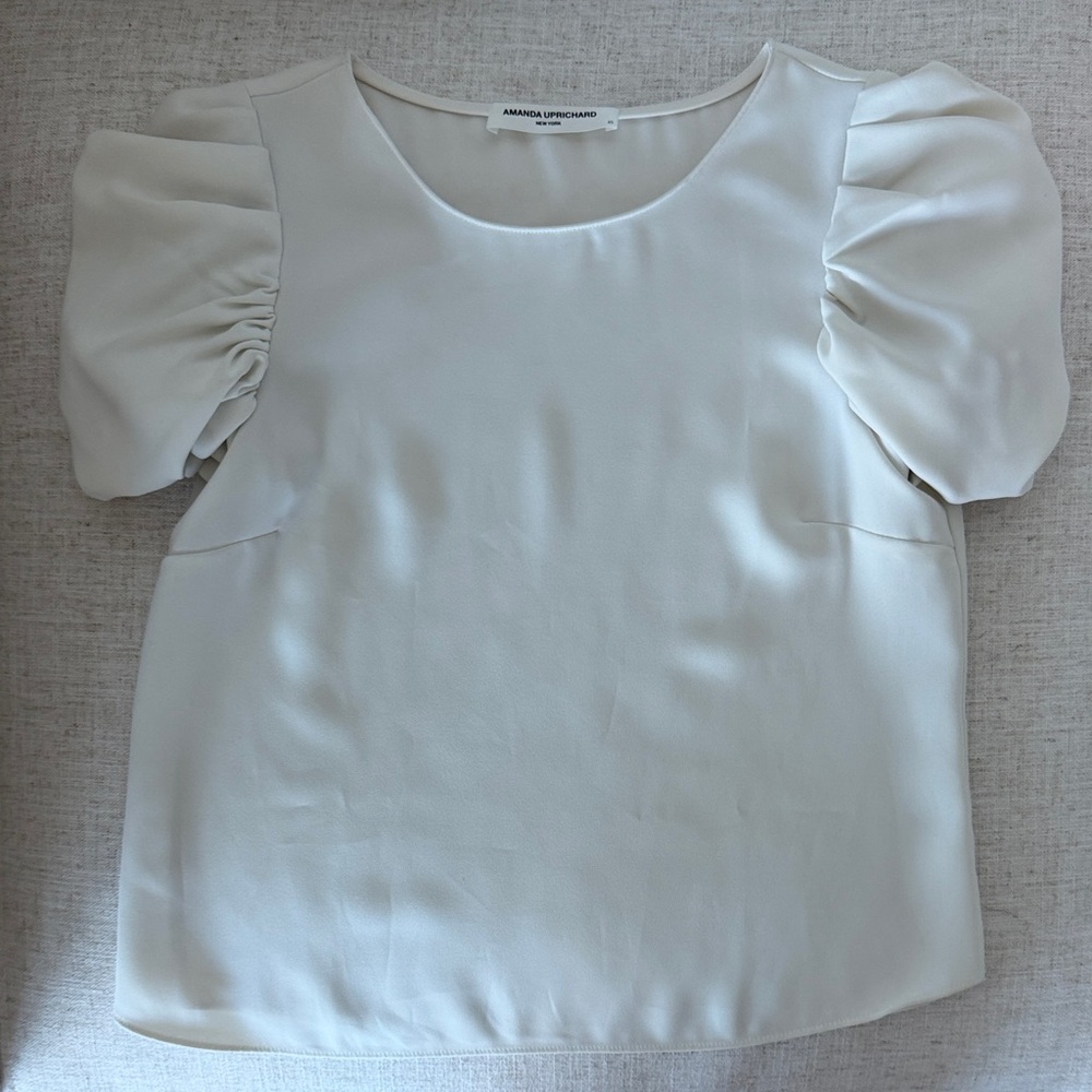 Amanda Uprichard Cream Puff Sleeve Blouse